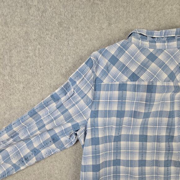 Tommy Hilfiger Shirt Womens Size XL Roll Tab Sleeves Blue Plaid Button Down - Picture 10 of 16